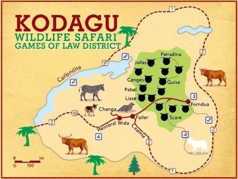 Kodagu Wildlife Safari game map showing the district